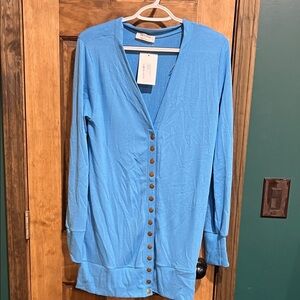 Zenana Outfitters Sky Blue Cardigan with Buttons